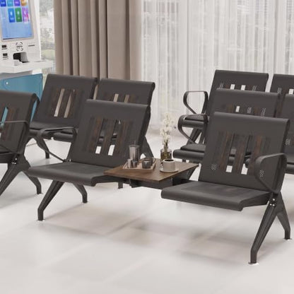 wonline Waiting Room Chairs 2 Seat w/Table, Waiting Room Chairs with Arm, Office Furniture Lobby Conference Reception Bench Office Guest Seating for Clinic Airport Hospital Barber Salon Bank - size: 2 Seat with Table