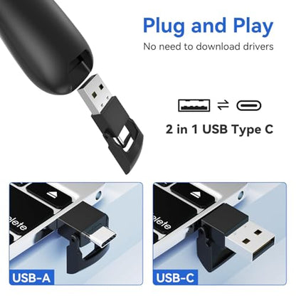 Presentation Clicker with Case, Wireless Presenter Remote & Red Laser | 2‑in‑1 USB/Type C Receiver, Slideshow Google Slide Advancer, Computer PowerPoint PPT Clicker for Mac/Windows Laptop - style: Red Laser + Case
