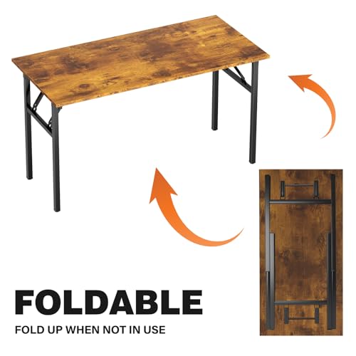 DlandHome 47 Inch Folding Computer Desk, Fully Assembled, Retro - color: Retro, size: 47 Inches