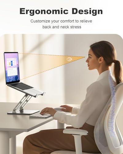 RIWUCT Laptop Stand for Desk Adjustable Height, Ergonomic Laptop Riser