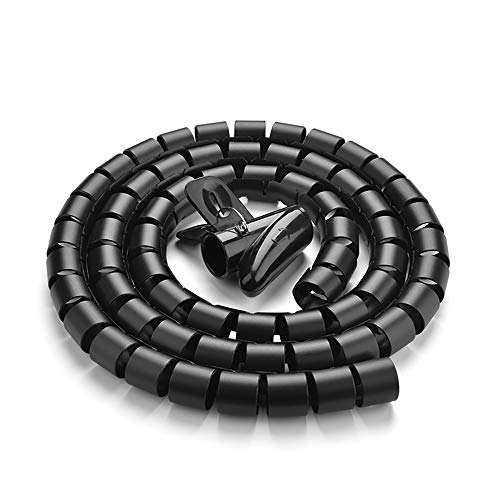 10FT Cable Management Sleeve EZ Cord Bundler 1" Diameter w/Zip Clip Zipper Wire Wrap Cord Organizer Cable Tube Hider Flexible & Expandable Home & Office Wire Concealer for PC TV Computer Cinema - size: 1" Dia