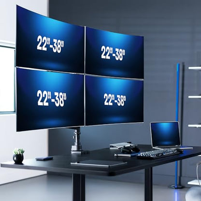 VIVO Pneumatic Arm Quad Ultrawide Monitor Extra Tall Desk Mount for Up to 49 inch Screens Individual Arm Capacity, Max 38 inch Screens for 4 Ultra Wides Up to 44 lbs, Black, STAND-V400D - size: Quad Mount, style: Desk Mount