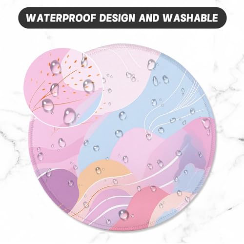ITNRSIIET Round Mouse Pad with Stitched Edge Premium-Textured Waterproof Non-Slip Rubber Base Desktop Protection Mat Diameter 8.7 inches, Art Style Pattern - color: A02-Art Style Pattern