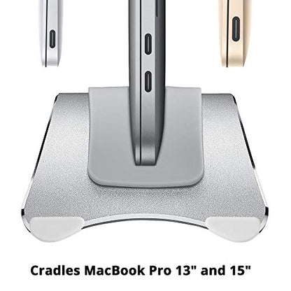 SIIG Aluminum Vertical Laptop Stand Holder, Desk Space Saving, Three Rubber Sizes 0.56", 0.64" & 0.72", Fits MacBook Pro, and Other Laptops to Organize Work & Home Office (CE-MT2R12-S2)