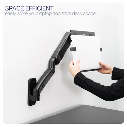 VIVO Height Adjustable Pneumatic Extended Arm Laptop Wall Mount, Full Motion Articulating Notebook Tray, Fits 10 to 15.6 inch Screen, Black, MOUNT-V001GL - color: Black
