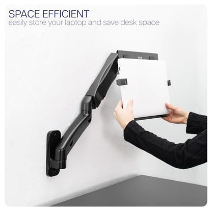 VIVO Height Adjustable Pneumatic Extended Arm Laptop Wall Mount, Full Motion Articulating Notebook Tray, Fits 10 to 15.6 inch Screen, Black, MOUNT-V001GL - color: Black