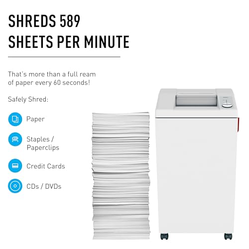 Ideal. 2604 Strip-Cut Centralized Office Paper Shredder, Continuous Operation , 27–30 Sheet Feed Capacity, 26 Gallon Bin, Shred Staples/Paper Clips/Credit Cards/CDs/DVDs, 1 HP Motor, P-2 Security - size: Strip Cut - 30 Sheets