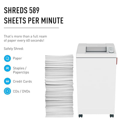 Ideal. 2604 Strip-Cut Centralized Office Paper Shredder, Continuous Operation , 27–30 Sheet Feed Capacity, 26 Gallon Bin, Shred Staples/Paper Clips/Credit Cards/CDs/DVDs, 1 HP Motor, P-2 Security - size: Strip Cut - 30 Sheets