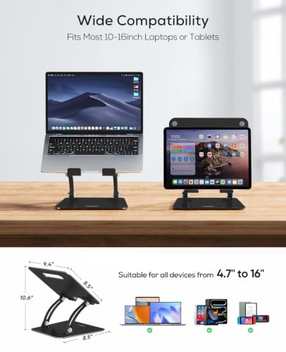 Nulaxy Fully Adjustable Laptop Stand for Desk, Dual Foldable Computer Riser - color: Black