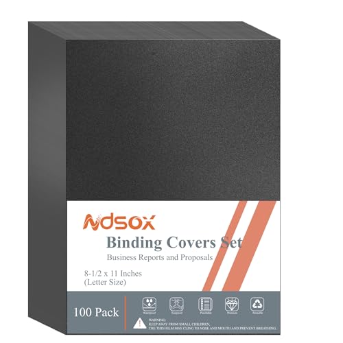 Ndsox 100 Pack 12 Mil Binding Presentation Covers Sand-Textured Polycover Report Covers for Letter Size Document Binding, Business Proposals, 8-1/2 x 11 Inches, Un-Punched, Square Corners, Black - color: 12 Mil, Black, size: 8-1/2" x 11", 100P