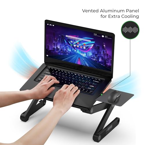 Uncaged Ergonomics WorkEZ Adjustable Laptop Stand for Desk, Laptop Stand Adjustable Height, Foldable Aluminum Cooling Computer Holder & Riser for Desk Bed, White, XL - color: XL-White