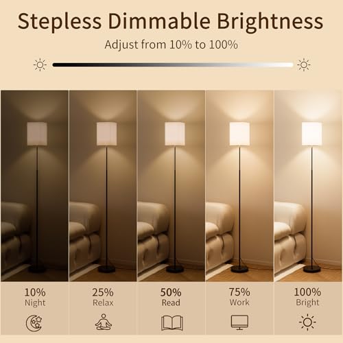 SIBRILLE 63.8" Square Floor Lamp with White Fabric Shade - color: White