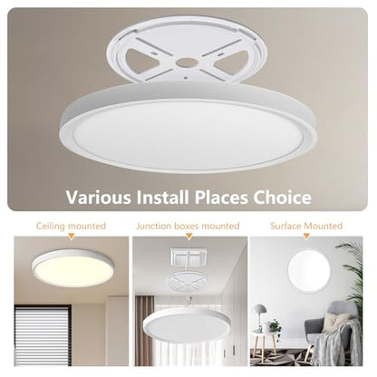 6PK 15.8 Inch Led Ceiling Light Flush Mount, 34W, 3060LM, 3000K/4000K/6000K CCT Selectable Super Slim LED Ceiling Light, Close to Ceiling Round Flat Panel Light for Hallway, Bedroom,Kitchen ect - color: White