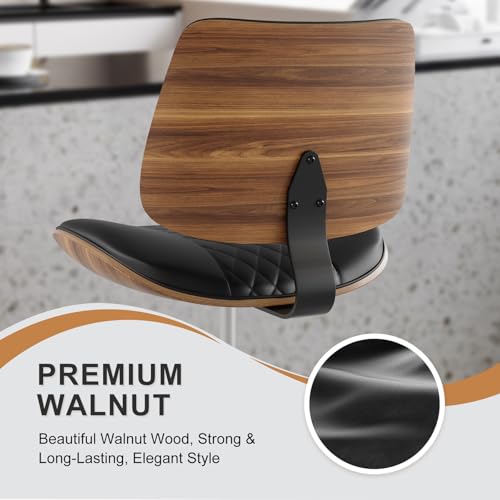 Drafting Chair with Adjustable Footrest, Rolling Walnut Stool, Black - color: Black