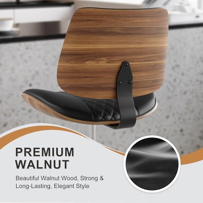 Drafting Chair with Adjustable Footrest, Rolling Walnut Stool, Black - color: Black