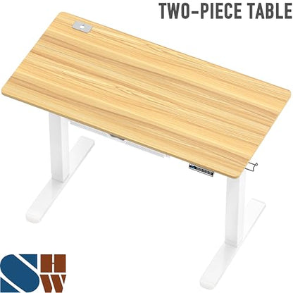 SHW 48-Inch Electric Height Adjustable Standing Desk w/Drawer, Oak - color: Oak, size: 48-Inch