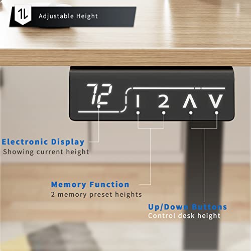 YESHOMY Height Adjustable Electric Standing Desk, 40 inch Computer Table, Home Office Workstation, Black Leg/Natural Top - color: Black Leg/Natural Top, size: 40in