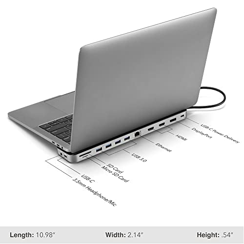 SideTrak 4K Docking Station 13-in-1 - USB-C®, USB-A 3.0, HDMI, 4k 60Hz Display, Ethernet, Audio Jack, Windows MST, Mac SST | Dell Docking Station, Thunderbolt Dock, Power Battery, Surface Tablet Dock - size: 13-Port (1x DP + 2x HDMI)