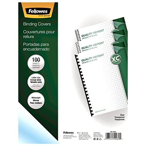 Fellowes 5006801-99 Binding Machine Pulsar+ Comb Binding (5006801) & 52089 Binding Presentation Covers, 8mil, Letter, 100 Pack, Clear
