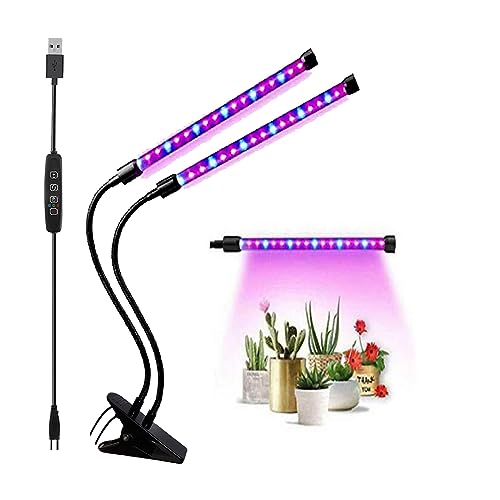 40W Grow Light LED Plant Grow Lights for Indoor Plants Auto ON Off/Timer | Full Spectrum Plant Lamp,Clip-On Desk Grow Lamp Bulb,3/9/12H Timer,9 Dimmable Lightness,3 Lighting Modes,for Indoor Plant - color: Red+Blue, size: 2 Heads