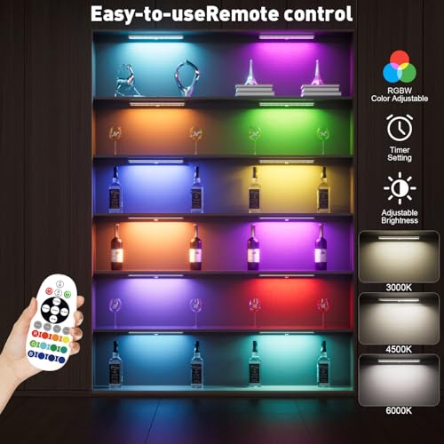 Under Cabinet Lighting Wireless,58 LED Motion Sensor Light Indoor Night Lights with Remote,Rechargeable RGB Under Cabinet Lights Bar,Dimmable Under Counter Lighting for Kitchen,Shelf(3Pack) - size: 3 Pack