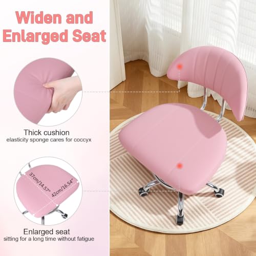 Height Adjustable Office Chair, 360-Degree Swivel Drafting Chair, Backrest, Foot Rest, 220lbs Load-Bearing, Ergonomic Rolling Computer, Lumbar Support, Home Studio Dental Salon Pink - color: Pink