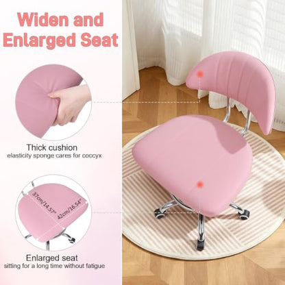 Height Adjustable Office Chair, 360-Degree Swivel Drafting Chair, Backrest, Foot Rest, 220lbs Load-Bearing, Ergonomic Rolling Computer, Lumbar Support, Home Studio Dental Salon Pink - color: Pink