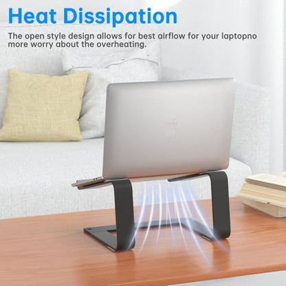 Laptop Stand for Desk Portable Computer Riser Metal Notebook Holder Printer Stand Office Desk Accessories Compatible with MacBook Air, Pro, Dell, HP, Lenovo and All 10-16" Laptops, Black - color: Black