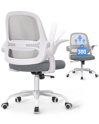 amseatec Mesh Office Chair, Ergonomic Home Office Chair with Flip-Up Arms - color: Grey, size: Oversized