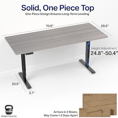 VIVO Dark Gray 71 x 30 in Standing Desk, DESK-KIT-2E71G - color: Dark Gray Top / Black Frame, size: 71 x 30 inch
