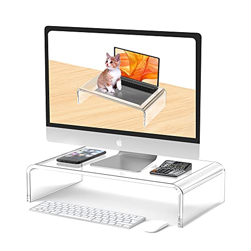 Acrylic Monitor Stand Riser Clear Laptop Stand Riser L16 xW7.5 xH4 - size: 16''
