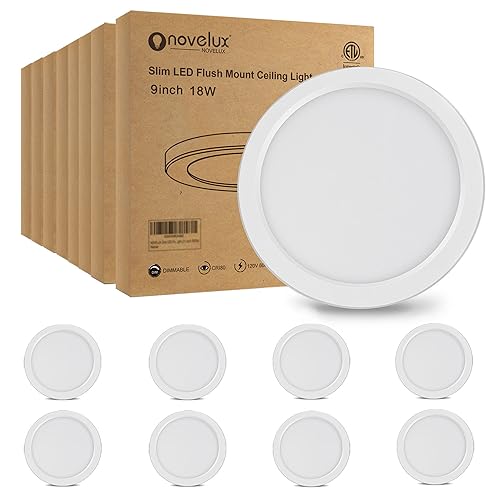 9 inch ETL Certified LED Ceiling Light Flush Mount, Ultra Slim 0.63 inch Thick Round Flat Ceiling Light Fixtures 8 Pack 5000K Daylight White Dimmable Ceiling Lamps for Bedroom,Bathroom,Closet - size: 9 inch-8 Pack