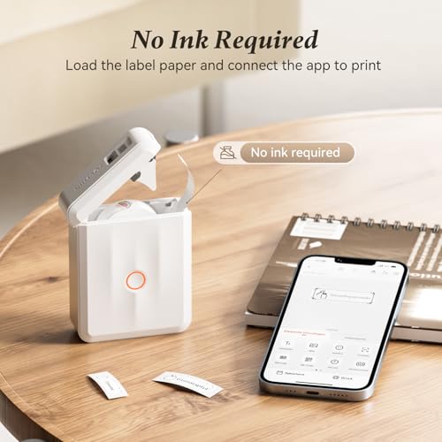 NIIMBOT D110 Label Maker Machine, Bluetooth Thermal Label Printer - color: White, style: Label Machine with 3 Label Tapes