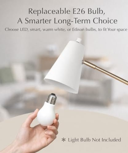 HarvestLand HaloBar White Mordern Desk Lamp, Reading Lamp for Home Office | Adjustable White task lamp, Task lamp, Architect desk lamp, Small desk lamps for small spaces,Mid century table lamp - color: White HaloBar