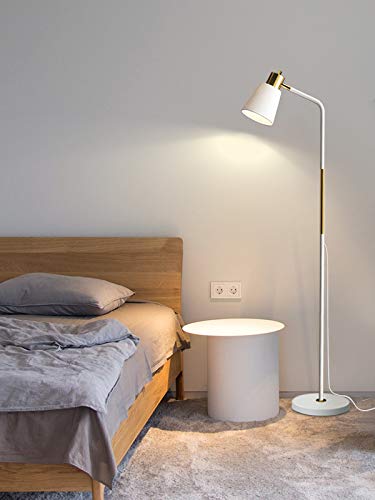 LALISU Floor Lamp Industrial Floor Lamps Reading Farmhouse Standing Lamp - color: White