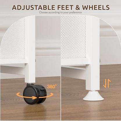 Oppro 2 Drawer Small Narrow Side End Table, Slim Nightstand with Wheels - color: White, size: 2 Drawers