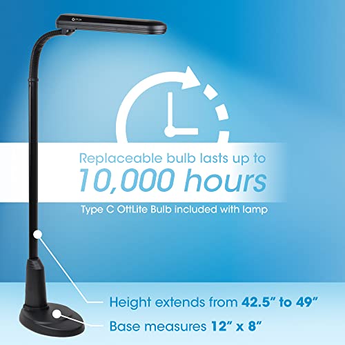 OttLite 24-Watt Floor Lamp with Weighted Base and Adjustable Neck, Black