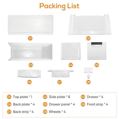 4 Drawers Slim Bathroom Storage Cabinet Dresser, Narrow Plastic Rolling Cart Organizer with Drawers, for Small Spaces, Kitchen, Laundry, Office, Bedroom, White - size: 7.5"x16.5"xx28.9"(4-Drawer)