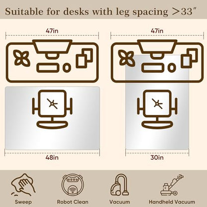 30"x48" Tempered Glass Office Chair Mat for Carpet & Hardwood Floor | 1/5" Thick Clear Floor Protector Desk Chair Mat with Rounded and Polished Edges, Resist Scratching, Cracking, Curling - size: 30"x48"