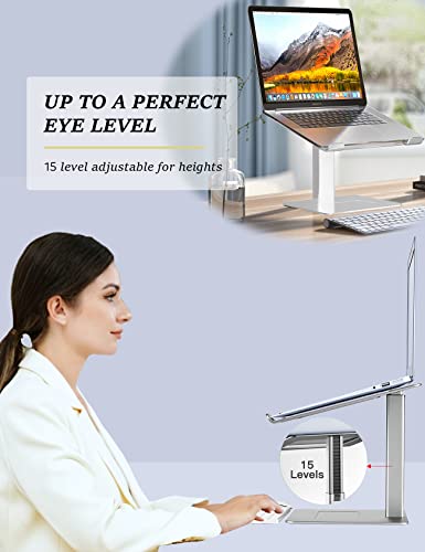 Laptop Stand for Desk, Ergonomic Sitting and Standing Laptop Riser for Notebook MacBook 11-17 Inches，DJ Laptop Stand Adjustable Height from 7-15 Inches Aluminum(Silver) - color: Silver