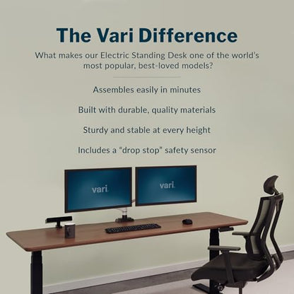 Vari Classic Electric Standing Desk – 72x30 – Walnut/Black - color: Walnut Top / Black Legs, size: 72 in x 30 in