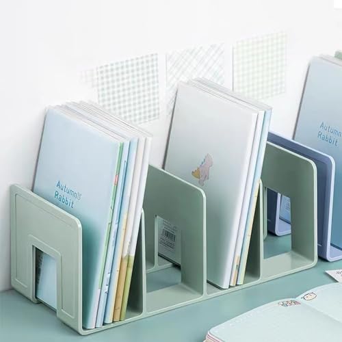 2PCS Acrylic File Organizer for Desk, Desktop Document/Mail Organizer, 4 Compartments Plastics Invisible Bookshelf Floating (12.5" x 5.7" x 5", Purple) - color: Purple
