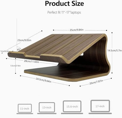 Wood Laptop Stand for Desk,Laptop Holder Stand,Wooden Cooling Computer Holder,Suitable for Most laptops Heat Dissipation Shelf (Walnut) - color: Walnut-01