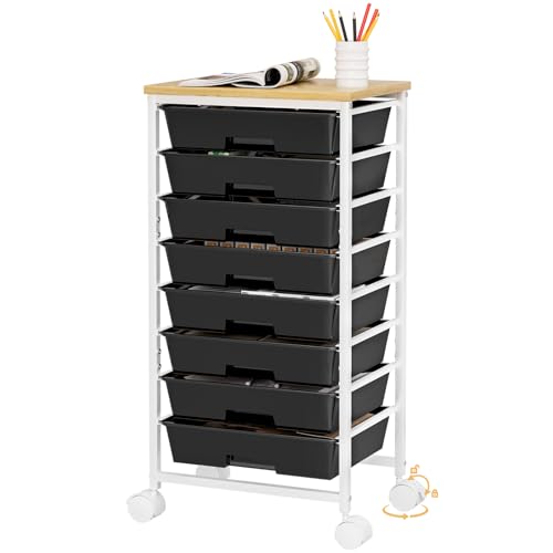 Homde Rolling Storage Drawer Cart: 8-Zone Organized Storage for Daily Use - color: Black