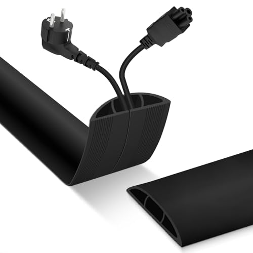 Floor Cord Cover, Cable Protector, 0.63W x 0.31H inches, Wire Cover for Extension Cords, Floor Cable Covers Prevent Cable Trips (Black, 50-10 Feet) - color: Black, size: 50-10 Feet