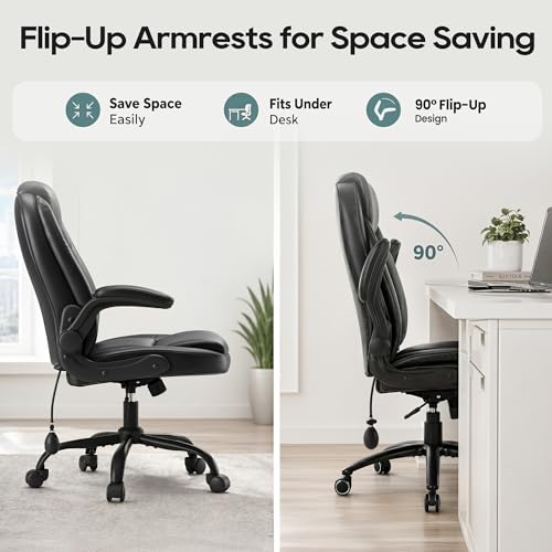 MALOL Leather Office Chair with Adjustable Lumbar Support Set of 2, Black - color: Black, size: Set of 2