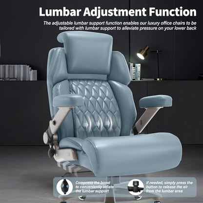 Big and Tall Office Chair 700lbs, Ergonomic High Back Computer Desk Chair | Adjustable Headrest&Lumbar Support, 3D Flip Arms, Large Wheels, Heavy Duty Metal Base, Thick Padded Wide Seat Executive Chair - color: Blue