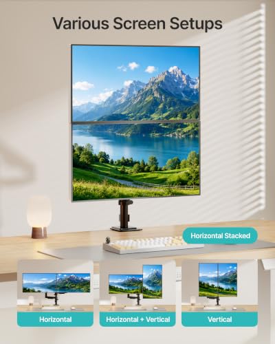 Dual Monitor Stand for 17-32 Inch Screens, Gas Spring Arms | Full Motion Mount with Cable Management, Support up to 19.8 lbs，Computer Monitor Arm with Clamp/Grommet Base - style: Dual Monitor Arm