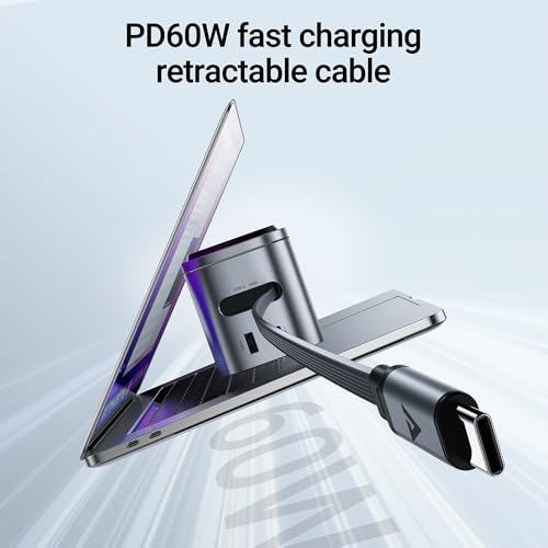 ACEFAST 6-in-1 80W Foldable GaN Wireless Fast Charging Station for iPhone 17/16/15 Series, Desktop Magnetic Wireless Charger Dock Station with USB C Rretractable Cable for AirPods 2/3/4/Pro 2/Pro 3
