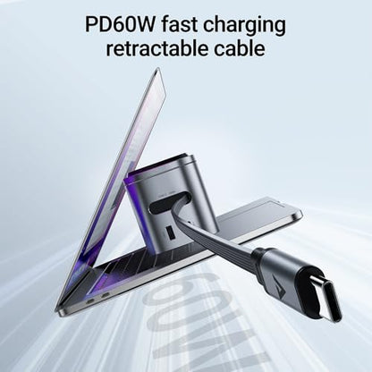 ACEFAST 6-in-1 80W Foldable GaN Wireless Fast Charging Station for iPhone 17/16/15 Series, Desktop Magnetic Wireless Charger Dock Station with USB C Rretractable Cable for AirPods 2/3/4/Pro 2/Pro 3